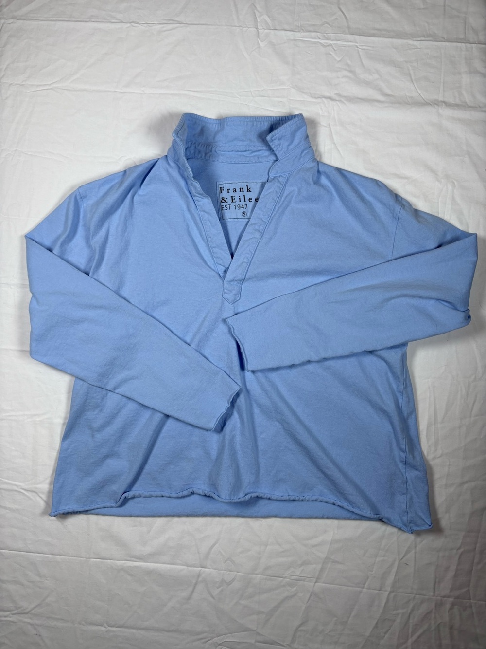 Frank & Eileen Patrick Sky Blue V-Neck Long-Sleeve Popover